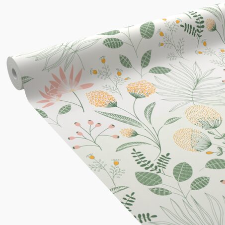 Papier peint intissé EVIE coloris vert et jaune d'or