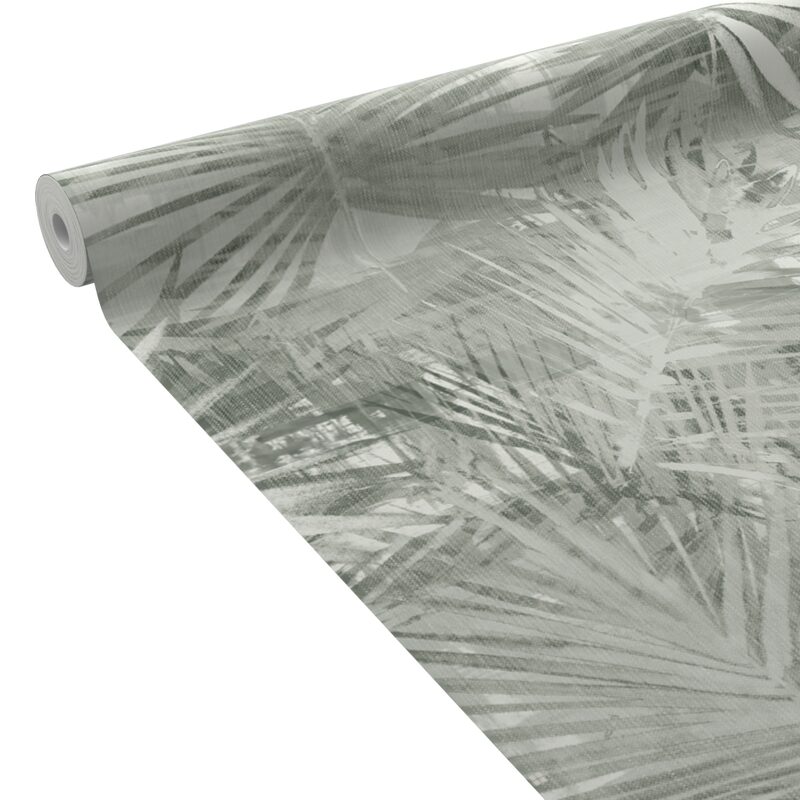 Papier peint vinyle YUCCA coloris vert de gris