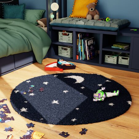 Tapis NOX coloris bleu nuit 100 cm