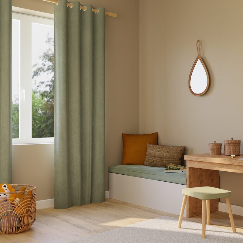 Rideau thermique KINLEY coloris vert de gris 140 x 180 cm