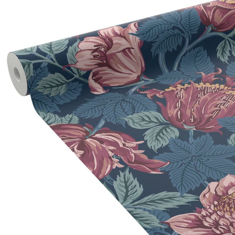 Papier peint intissé KAYLEEN coloris bleu saphir et magenta