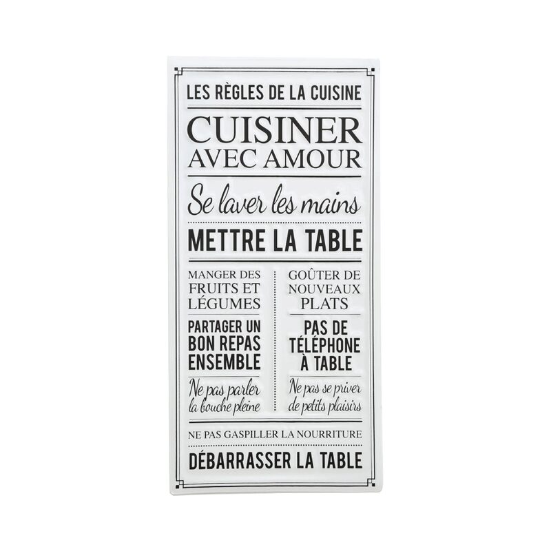 Plaque métal CUISINE AVEC AMOUR coloris blanc