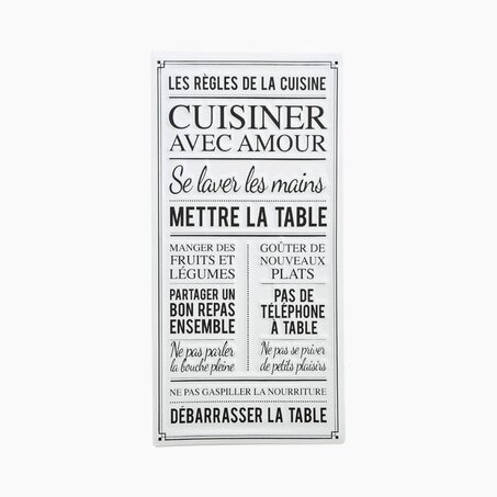 Plaque métal CUISINE AVEC AMOUR coloris blanc