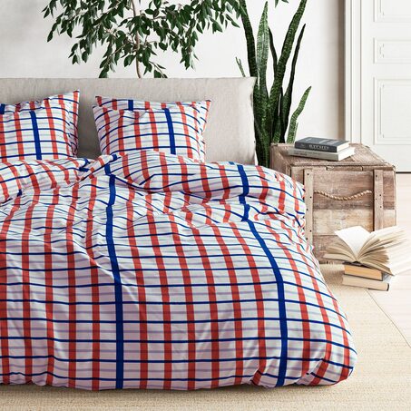 Parure de lit en toile de coton CASSAN coloris rouge 260 x 240 cm