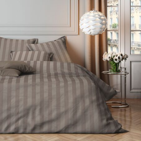 Parure de lit en satin de coton BONE coloris gris cendré 240 x 220 cm