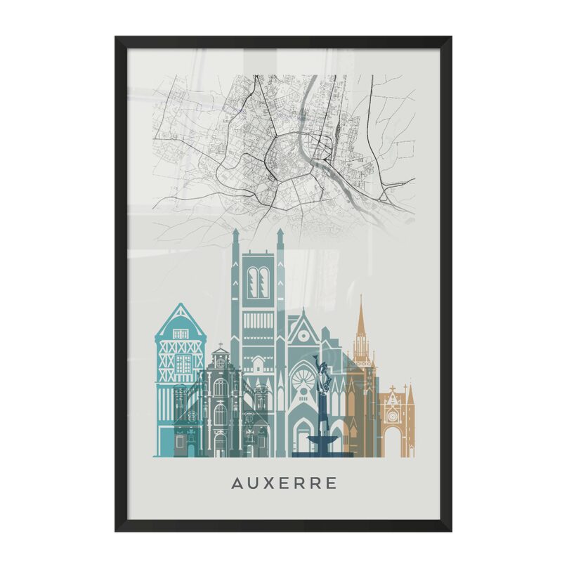 Image encadrée MAP AUXERRE 40 x 60 cm