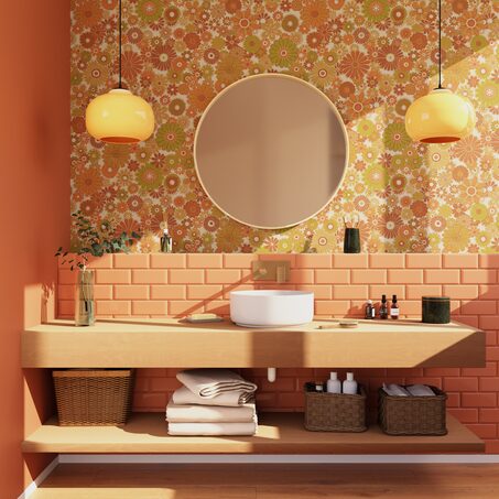 Papier peint intissé DONATILLE coloris Orange et vert