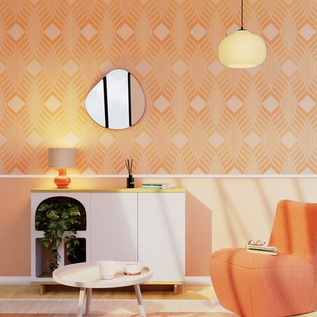 Papier peint intissé ELBÉE coloris Orange/Rose