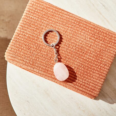 Stones Club Lithothérapie PORTE CLÉS QUARTZ ROSE rose