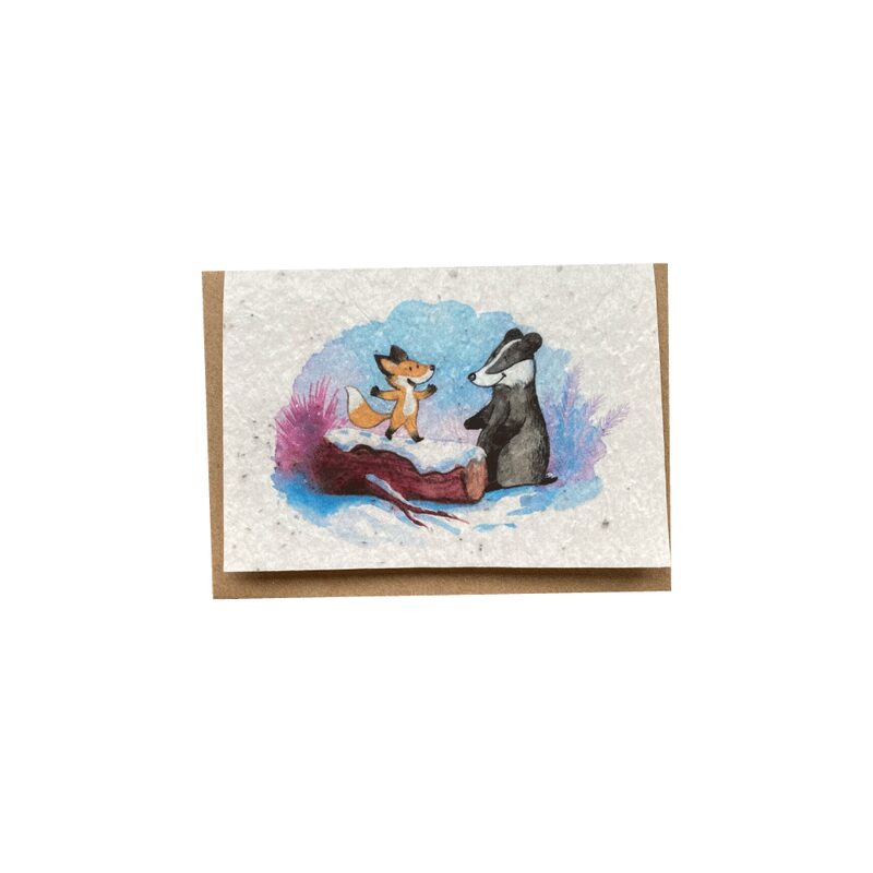 Carte ANIMAUX HIVER coloris blanc