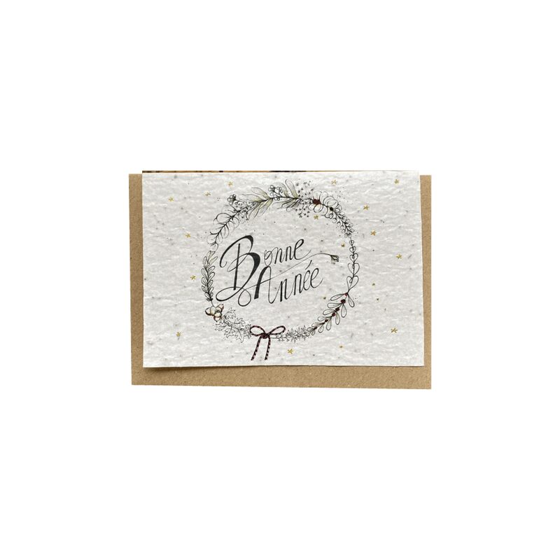 Carte BONNE ANNÉE coloris blanc