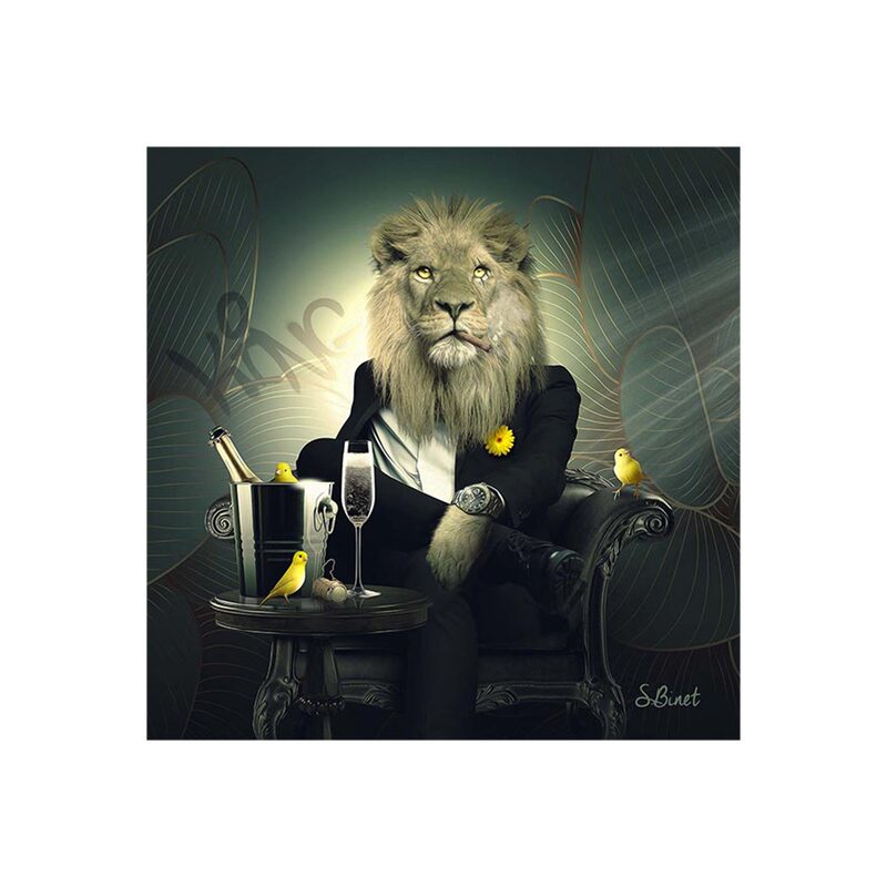Tableau BINET LION CHESTERFIELD coloris noir