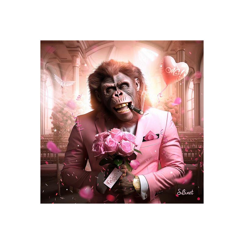 Tableau BINET MONKEY LOVE coloris noir