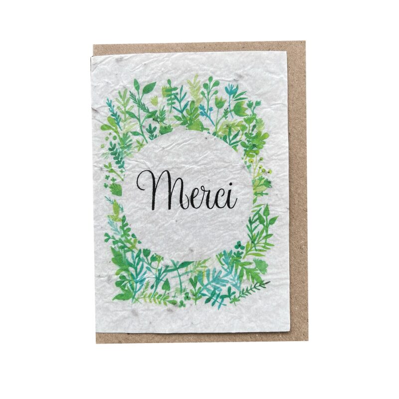 Carte MERCI coloris vert