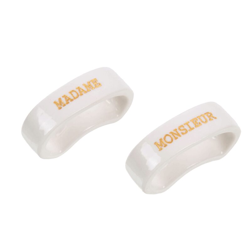 Rond de serviette Monsieur Madame coloris blanc