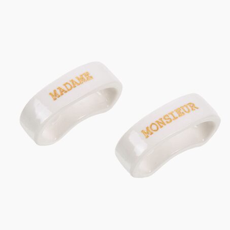 Amadeus Cades Rond de serviette Monsieur Madame blanc