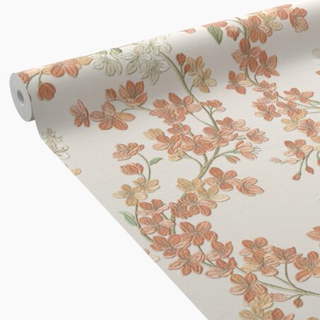 Papier peint intissé LYSIA coloris beige et rose orangé