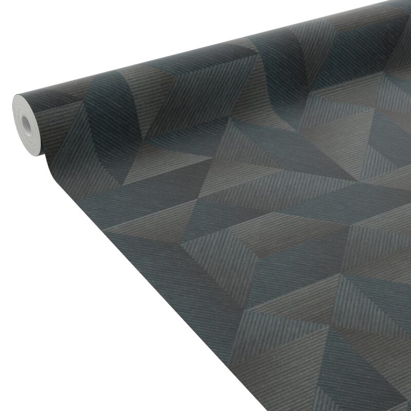 Papier peint intissé ZAKARY coloris bleu grisé et taupe