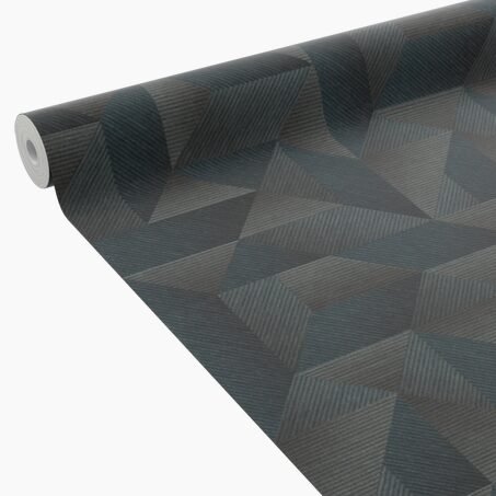 Papier peint intissé ZAKARY coloris bleu grisé et taupe