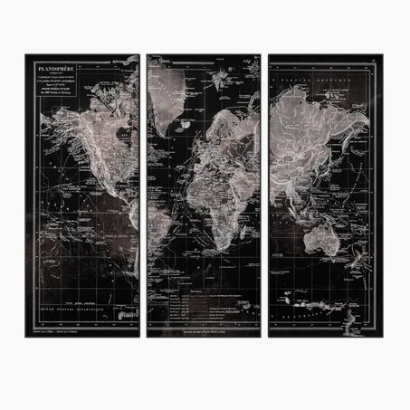 Tableau en verre OLD MAP coloris noir