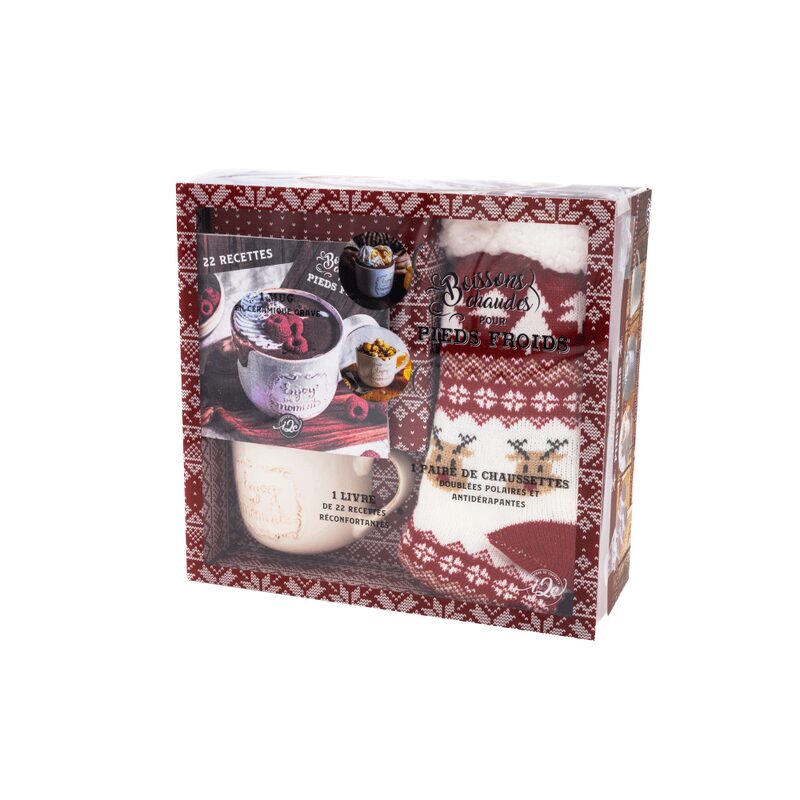 Coffret tasses BIEN DANS MES CHAUSSETTES coloris rouge