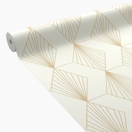 Papier peint intissé pré-encollé ORIANE blanc et doré