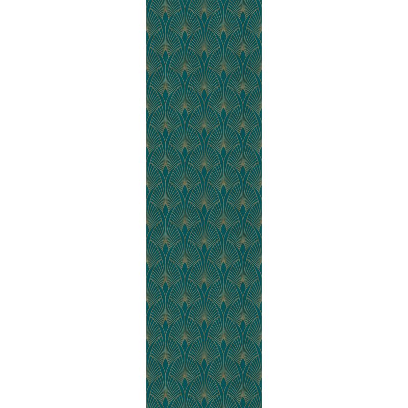 Papier peint intissé pré-encollé NORAH coloris bleu paon et doré
