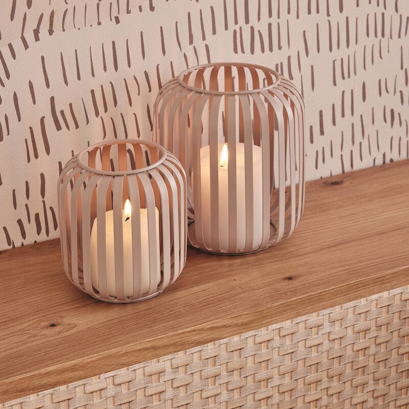 Photophore VIKI coloris beige diamètre 13 cm