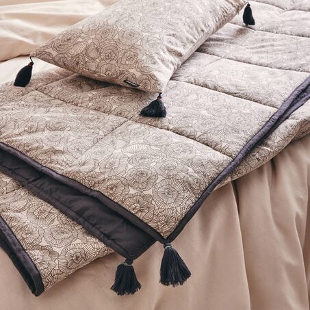 Plaid coton EKHI coloris gris beige
