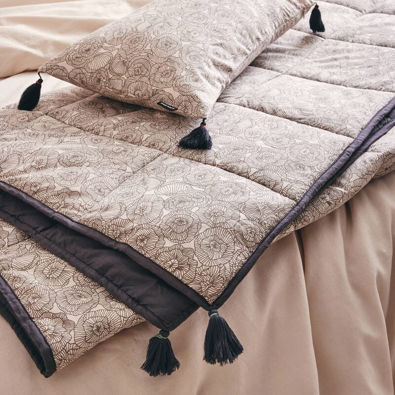 Plaid coton EKHI coloris gris beige