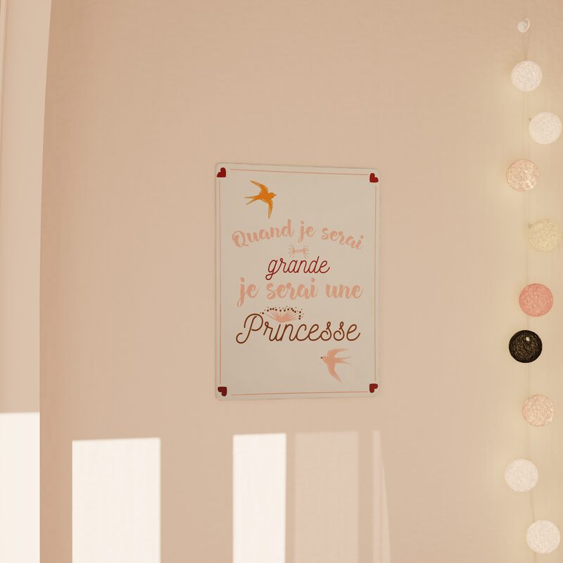 Plaque murale en bois PRINCESSE coloris blanc