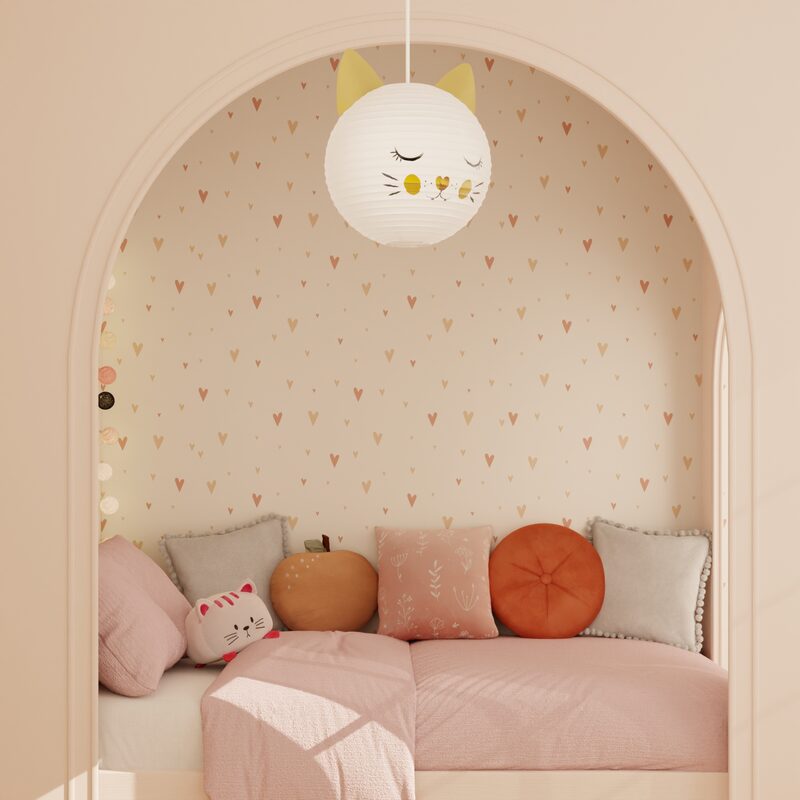 Papier peint intissé HEARTS coloris vieux rose et beige rosé