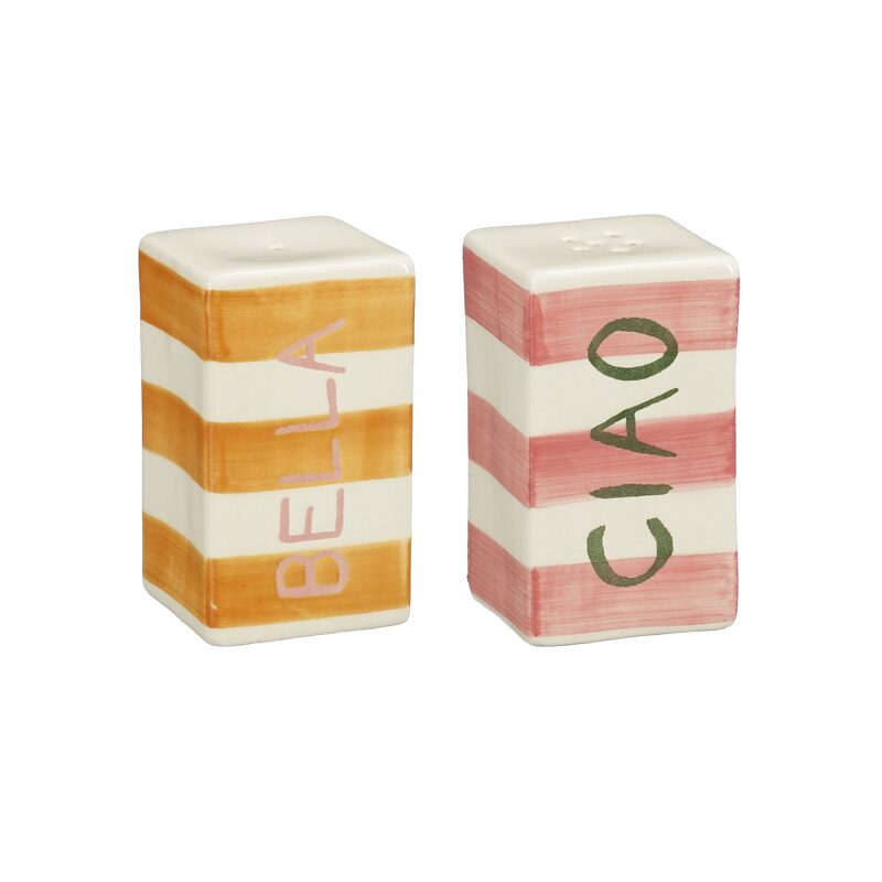 Set Salière et Poivrière BELLA CIAO coloris Jaune, rose, blanc