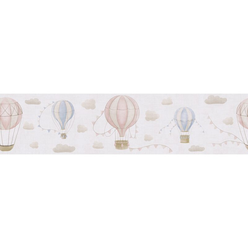 Frise intissée AIR BALLOON coloris beige taupe, rose et bleu