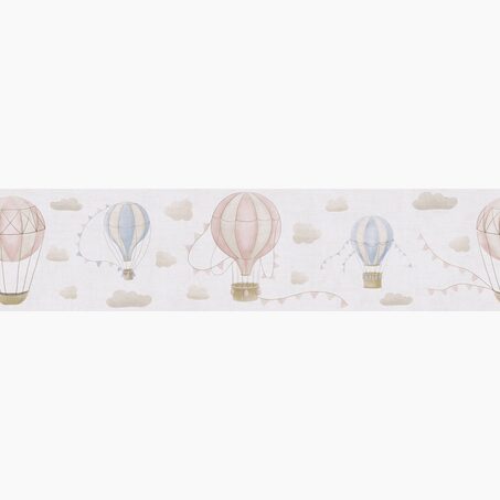 Frise intissée AIR BALLOON beige taupe, rose et bleu