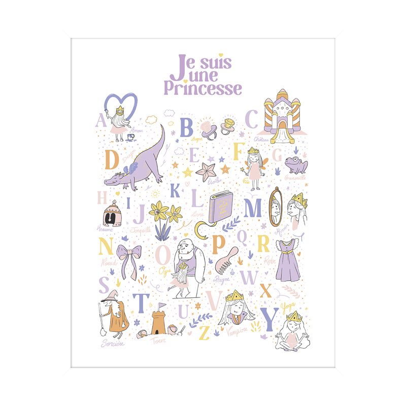 Tableau ABECEDAIRE JE SUIS UNE PRINCESSE coloris multicolore