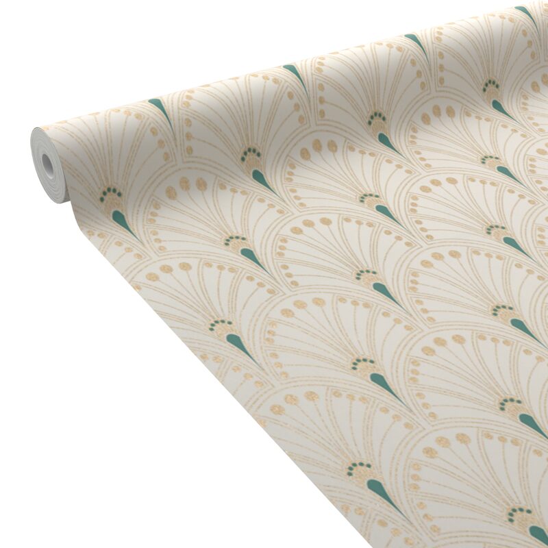Papier peint intissé ASSIAH coloris blanc et doré