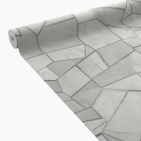 ELLE DECORATION Papier peint intissé DWEN blanc et argenté