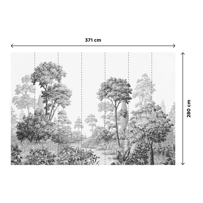 Papier peint panoramique XL BEAULIEU 371 x 280 cm noir et blanc