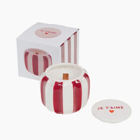 Bougie JE T'AIME coloris rouge & blanc