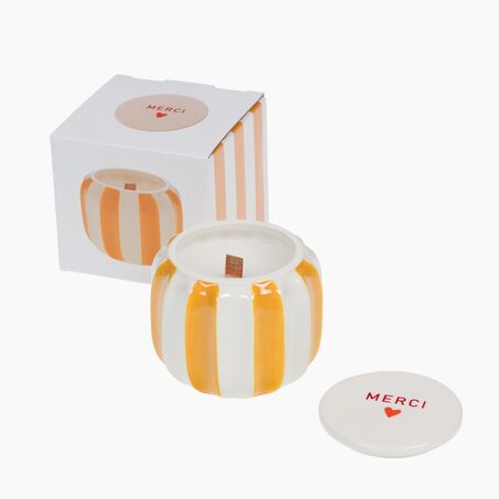Bougie MERCI coloris jaune/blanc