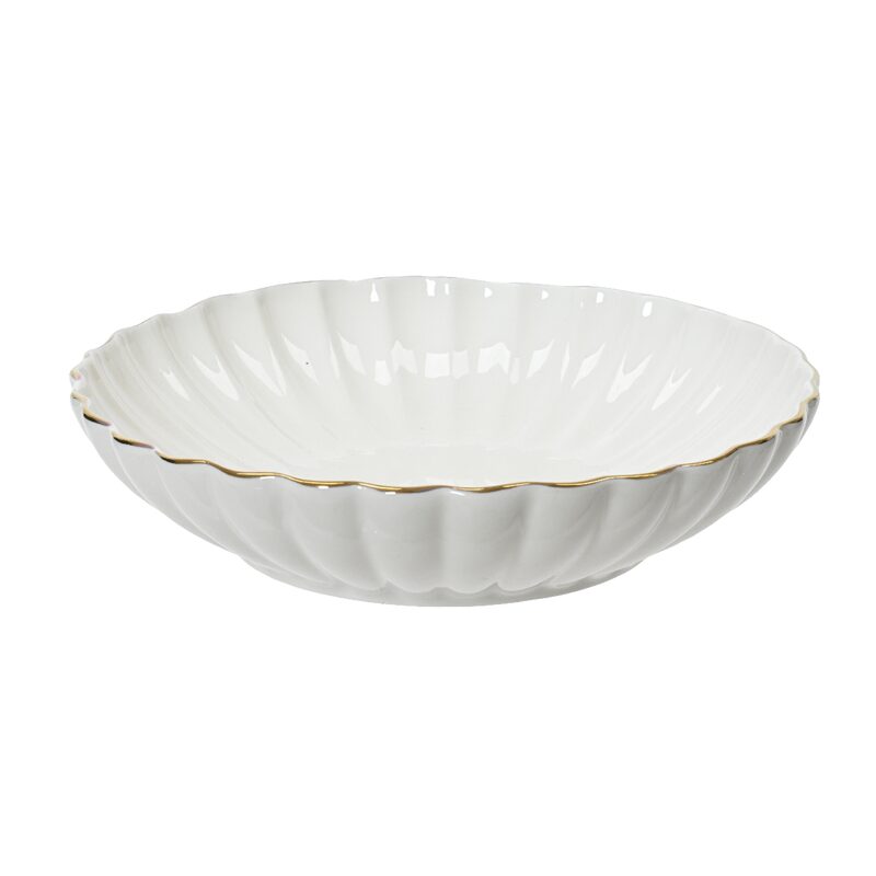 Assiette creuse COROLLE coloris blanc or