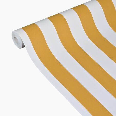 Papier peint intissé OPAL STRIPE jaune moutarde et blanc
