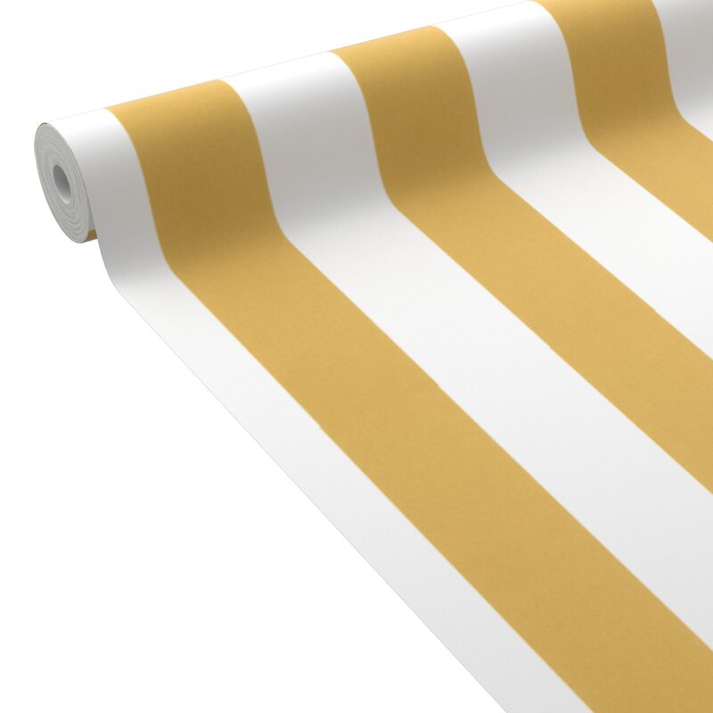 Papier peint intissé OPAL STRIPE coloris jaune moutarde et blanc