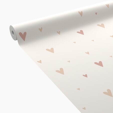 4MURS Papier peint intissé HEARTS vieux rose et beige rosé