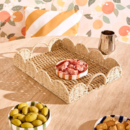 Plateau décoratif ONDULÉ coloris beige