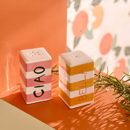 Set Salière et Poivrière BELLA CIAO coloris Jaune, rose, blanc