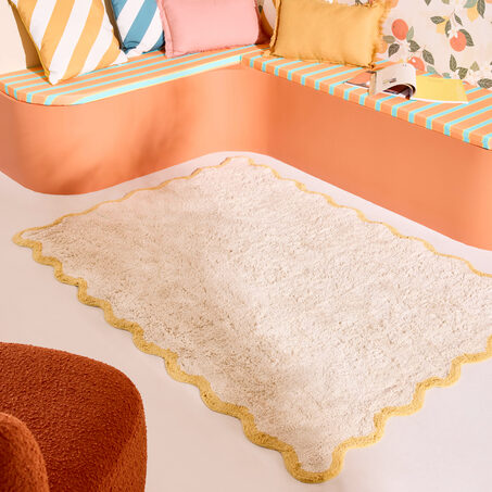 Tapis BLOOM coloris ivoire/moutarde 120 x 170 cm