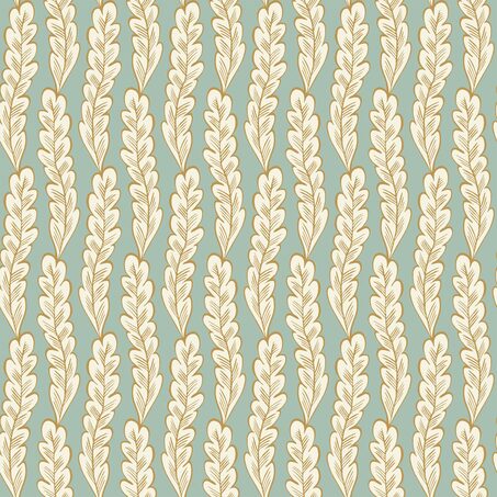 Papier peint intissé OLÉA coloris vert de gris et doré
