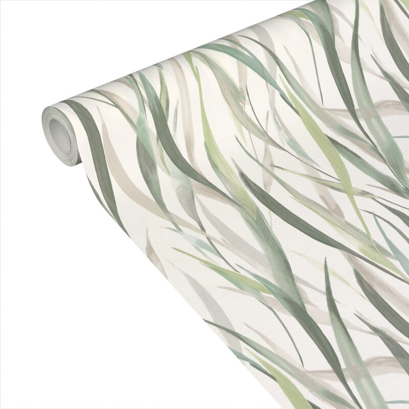 Papier peint intissé VELIA coloris vert et taupe